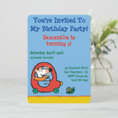 Maisy rijdt een rode auto kaart (Staand voorkant)