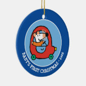 Maisy rijdt een rode auto keramisch ornament (Rechts)