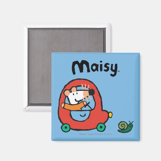 Maisy rijdt een rode auto magneet (Voorkant / Achterkant)