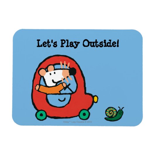 Maisy rijdt een rode auto magneet (Horizontaal)