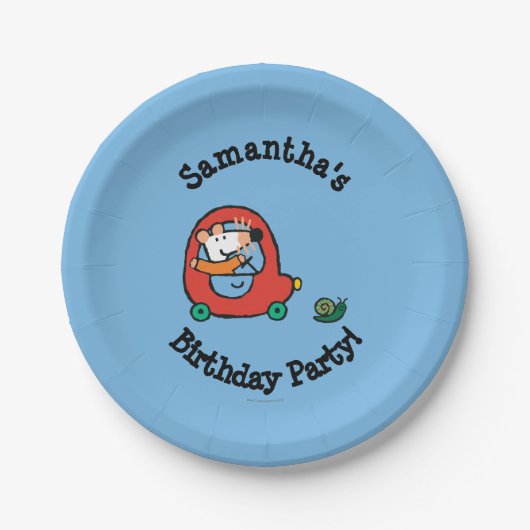 Maisy rijdt een rode auto papieren bordje (Voorkant)