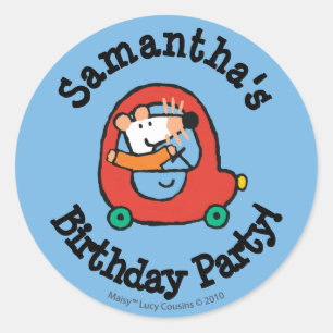 Maisy rijdt een rode auto ronde sticker