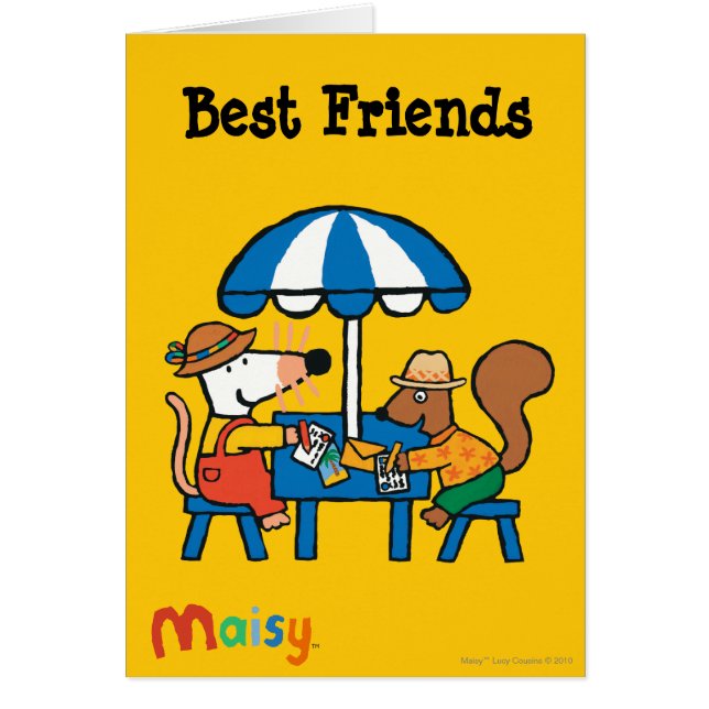 Maisy schrijft Briefkaarten onder Blue Umbrella (Voorkant)