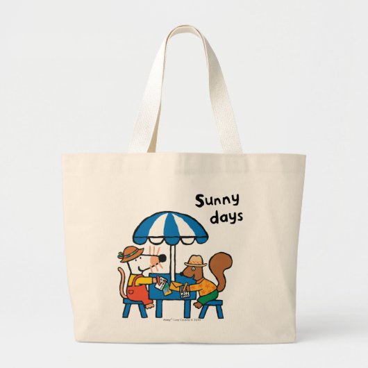 Maisy schrijft Briefkaarten onder Blue Umbrella Grote Tote Bag (Voorkant)