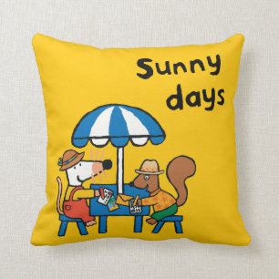 Maisy schrijft Briefkaarten onder Blue Umbrella Kussen