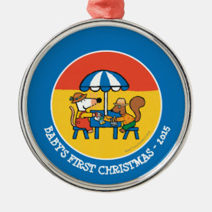 Maisy schrijft Briefkaarten onder Blue Umbrella Metalen Ornament