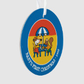 Maisy schrijft Briefkaarten onder Blue Umbrella Ornament (voorkant)