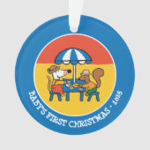 Maisy schrijft Briefkaarten onder Blue Umbrella Ornament (voorkant)