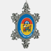 Maisy schrijft Briefkaarten onder Blue Umbrella Tin Sneeuwvlok Ornament (Links)