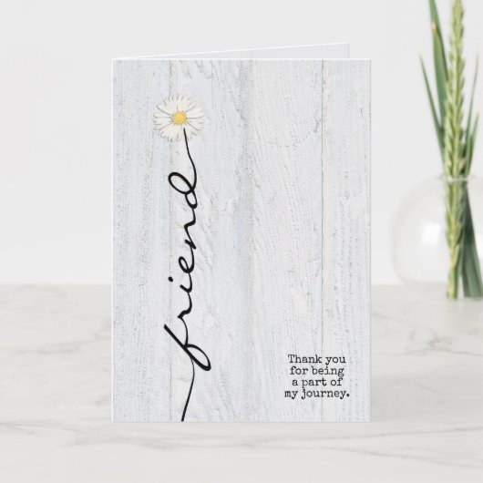 maisy vriend flower op hout bedankt kaart (Voorkant)
