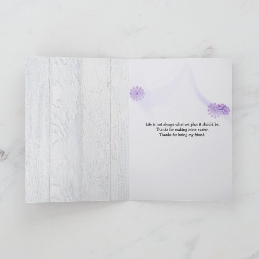 maisy vriend flower op hout bedankt kaart (Binnen)