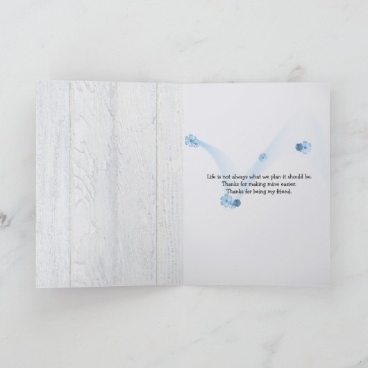 maisy vriend flower op hout bedankt kaart (Binnen)