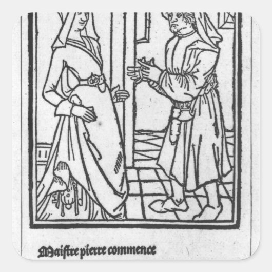 Maitre Pathelin en Guillemette Vierkante Sticker (Voorkant)