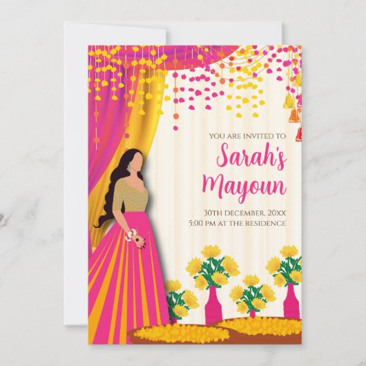 Maiyan uitnodiging & Haldi uitnodiging Haldi uitno (Voorkant)