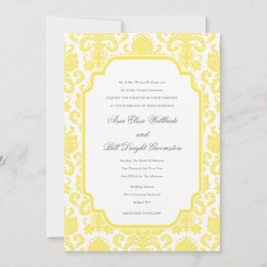 Maize Weddings Damask Design Gepersonaliseerd Uitn Kaart (Voorkant)