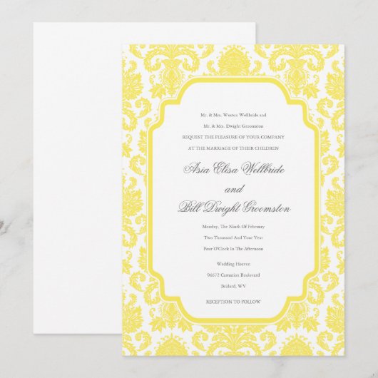 Maize Weddings Damask Design Gepersonaliseerd Uitn Kaart (Voorkant / Achterkant)