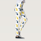 Maize Yellow and Blue State of Michigan Pattern Leggings (Rechts)
