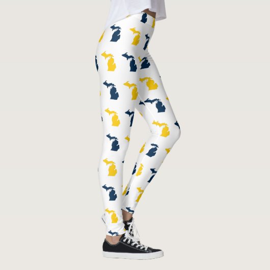 Maize Yellow and Blue State of Michigan Pattern Leggings (Rechts)