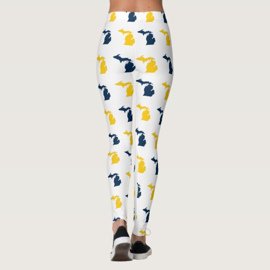 Maize Yellow and Blue State of Michigan Pattern Leggings (Achterkant)