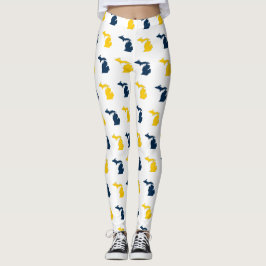 Maize Yellow and Blue State of Michigan Pattern Leggings