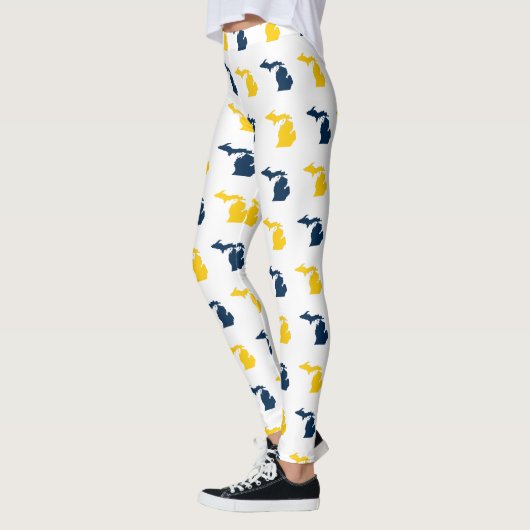 Maize Yellow and Blue State of Michigan Pattern Leggings (Links)