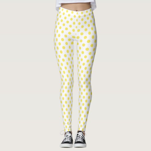Maize Yellow Polka Dots Circles Leggings (Voorkant)