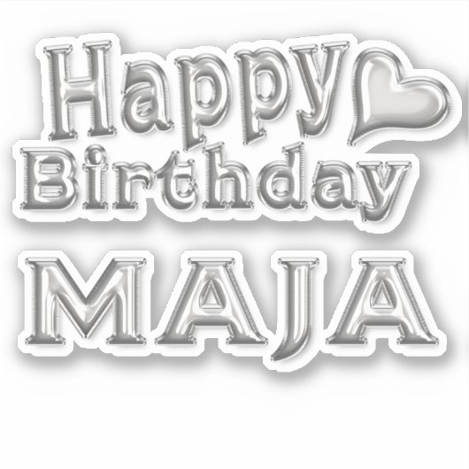 Maja Happy Birthday silver Aufkleber Sticker (Voorkant)
