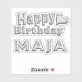 Maja Happy Birthday silver Aufkleber Sticker (Vel)