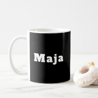 Maja schwarz weiß personalisiert koffiemok