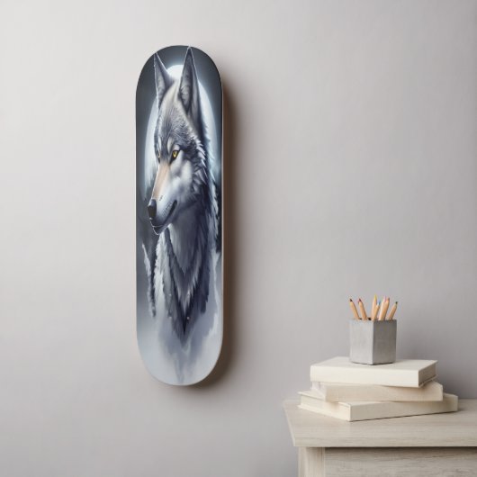 Majastische Wolf Art, Digitale Kunst Ontwerp Persoonlijk Skateboard (Muurkunst)