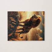 majestätischer Löwe steht stolz auf einem Felsen i Legpuzzel (Horizontaal)