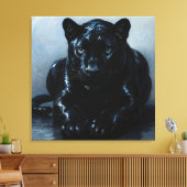 Majestätischer Schwarzer Panther – Malerei Porträt Canvas Afdruk (Insitu (Woonkamer))