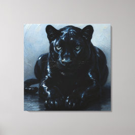 Majestätischer Schwarzer Panther – Malerei Porträt Canvas Afdruk