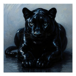Majestätischer Schwarzer Panther – Malerei Porträt Perfect Poster