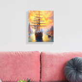 Majestätisches Segelschiff auf abstraktem Meer Canvas Afdruk (Insitu (Woonkamer))