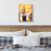Majestätisches Segelschiff auf abstraktem Meer Canvas Afdruk (Insitu (Slaapkamer))