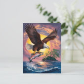 Majesteit in de vlucht: Adelaar stijgt boven vis Briefkaart (Staand voorkant)