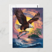 Majesteit in de vlucht: Adelaar stijgt boven vis Briefkaart (Voorkant / Achterkant)