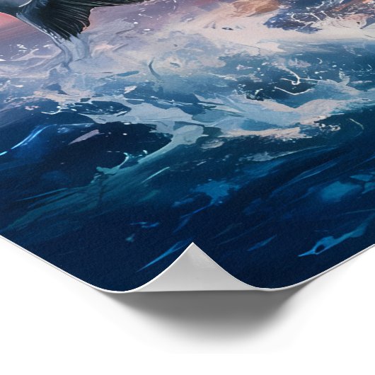 Majesteit in de vlucht: Adelaar stijgt boven vis Poster (Hoek)