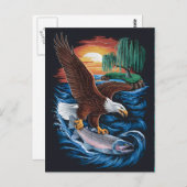 Majesteit in de vlucht: Adelaar stijgt over vis Briefkaart (Voorkant / Achterkant)