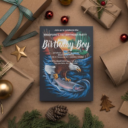 Majesteit in vlucht: Arend zweeft over vis Briefkaart