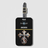 Majesteit onthuld: Adelaar stijgt boven kruis Bagagelabel (Voorkant (verticaal))