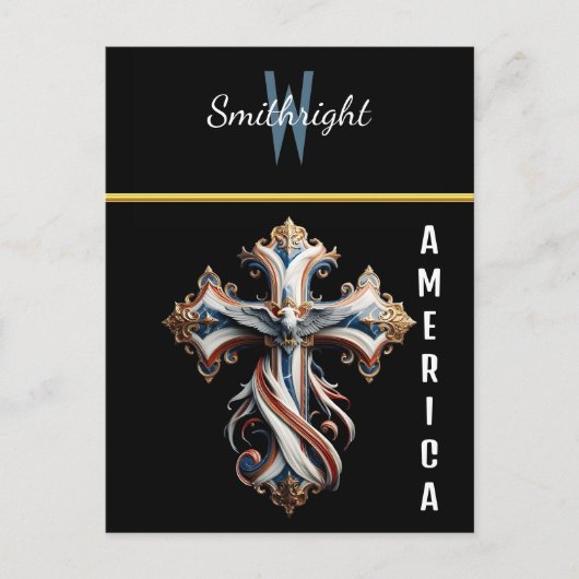 Majesteit onthuld: Adelaar stijgt boven kruis Briefkaart (Voorkant)