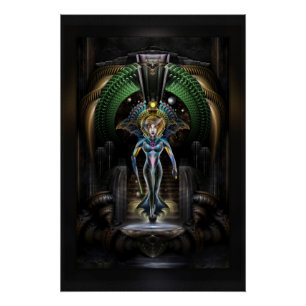 Majesteit Trilia Fractal Fantasy Portrait BLK Perfect Poster