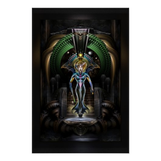 Majesteit Trilia Fractal Fantasy Portrait BLK Perfect Poster (Voorkant)