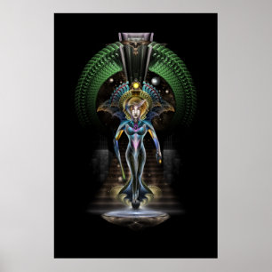 Majesteit Trilia Fractal Fantasy Portrait BLK Poster