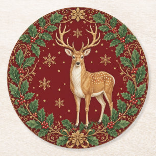 Majesteit van de scharlaken winter ronde kartonnen onderzetter