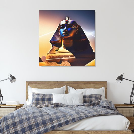 Majesteit van de Sphinx-oude Egyptische muur Canvas Afdruk (Insitu (Slaapkamer))