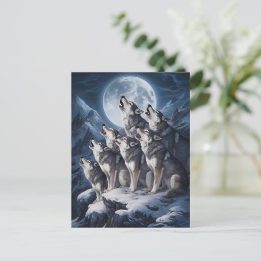 Majesteit van de Wolf Moon Briefkaart (Staand voorkant)