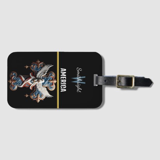 Majesteit van Geloof: Adelaar stijgt boven kruis Bagagelabel (Voorkant (horizontaal))